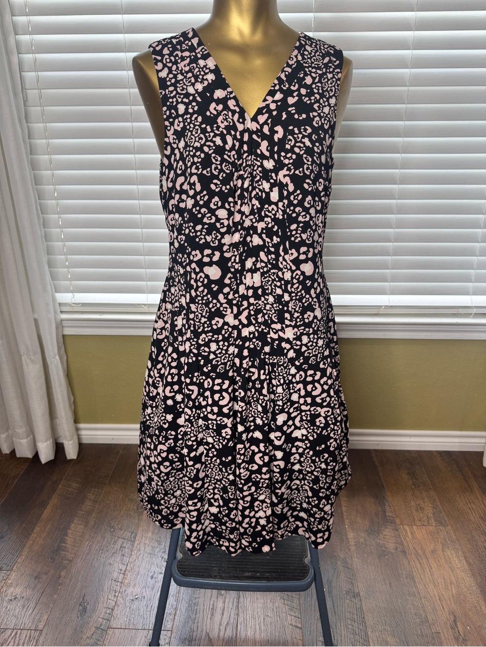 Talbots Black Dress with Pink Leopard-Print